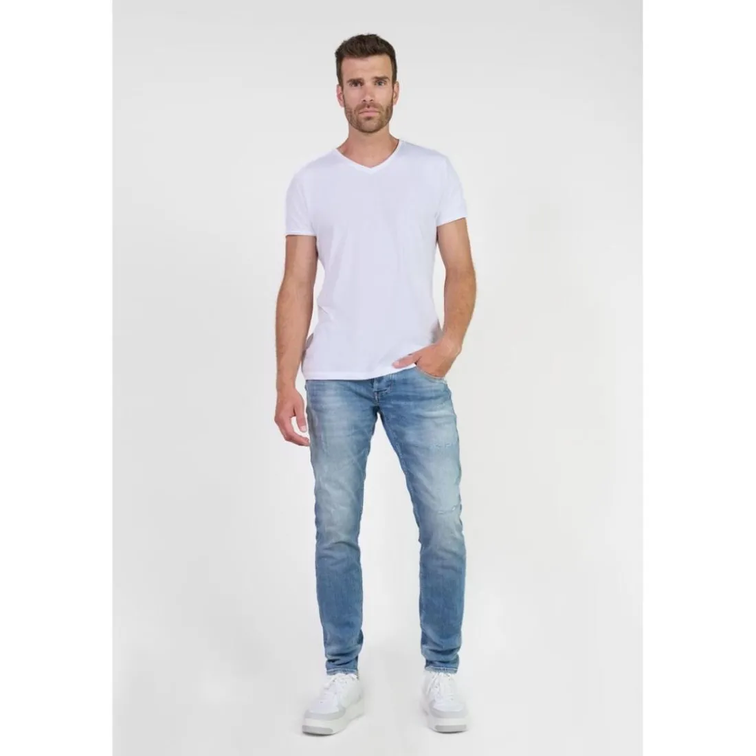 Jeans ajusté stretch 700/11, longueur 34 bleu Moe en coton