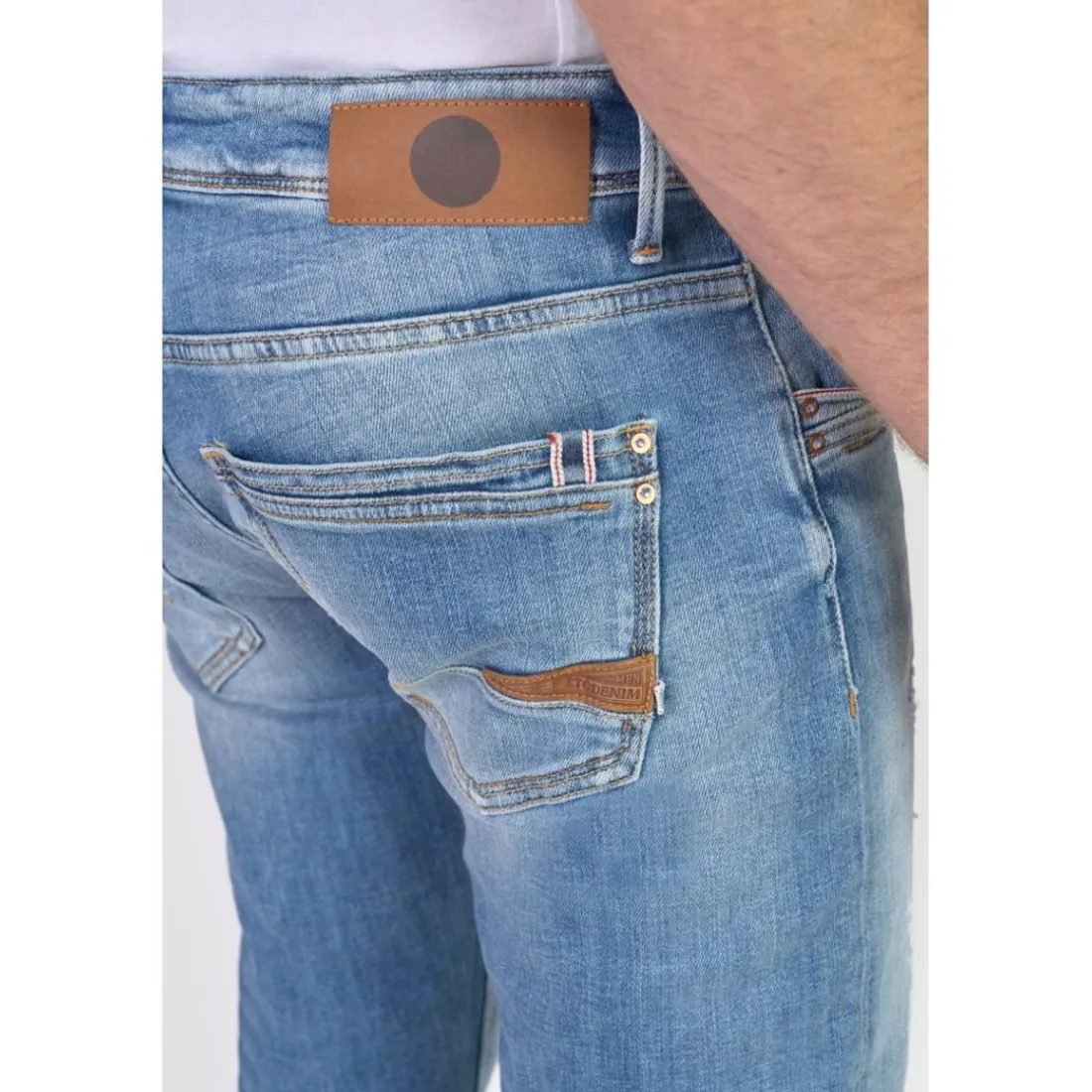 Jeans ajusté stretch 700/11, longueur 34 bleu Moe en coton