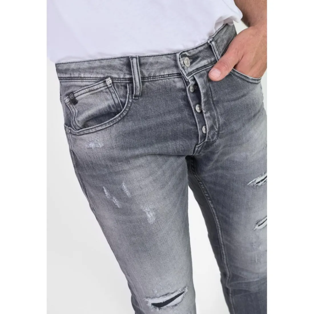 Jeans ajusté stretch 700/11, longueur 34 noir Amin
