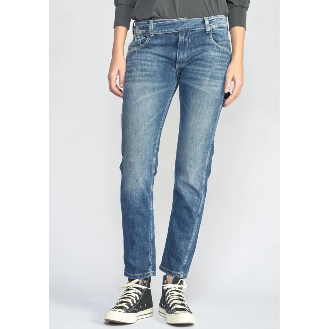 Jeans boyfit 200/43, longueur 34 bleu en coton Julia