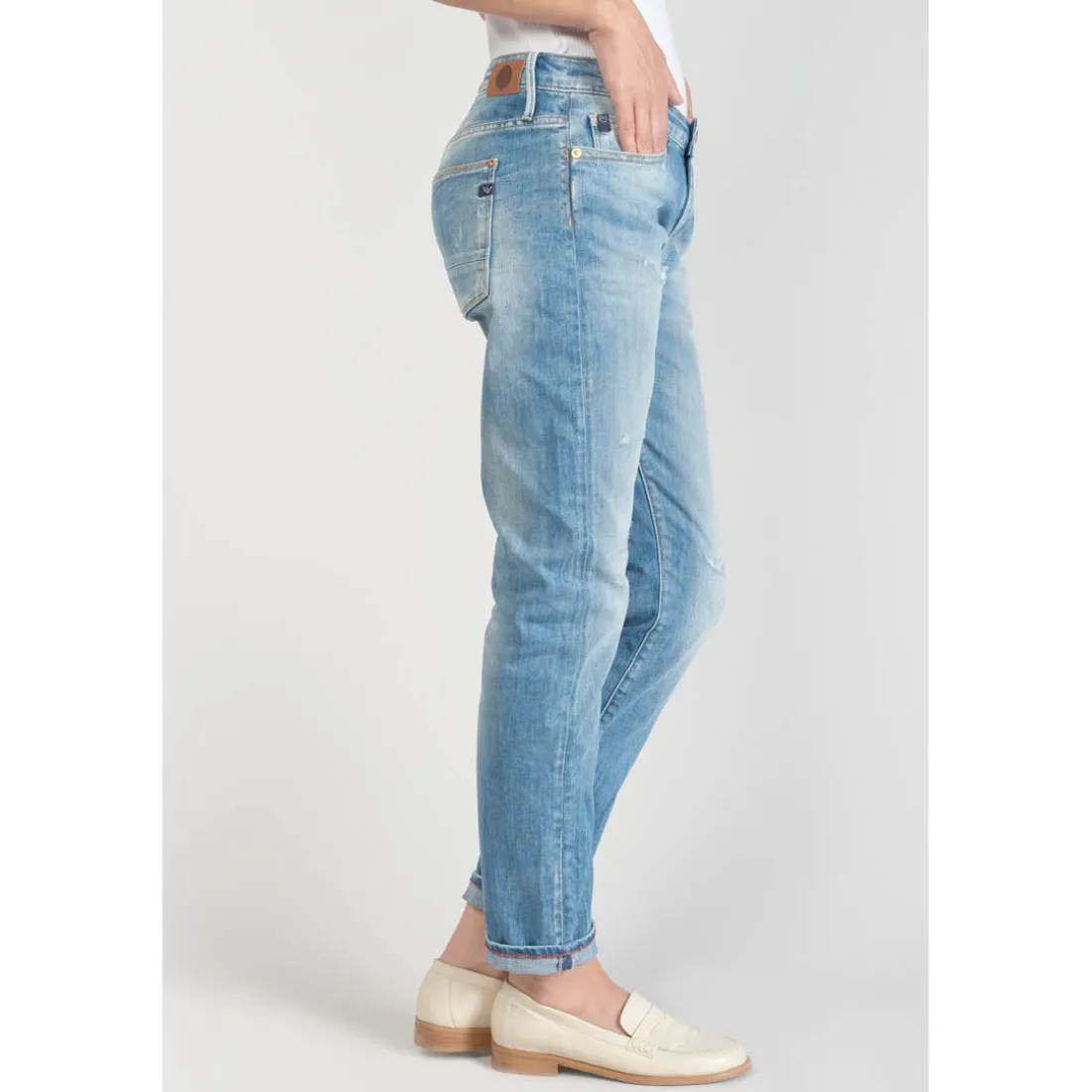 Jeans boyfit 200/43, longueur 34 bleu en coton Eve