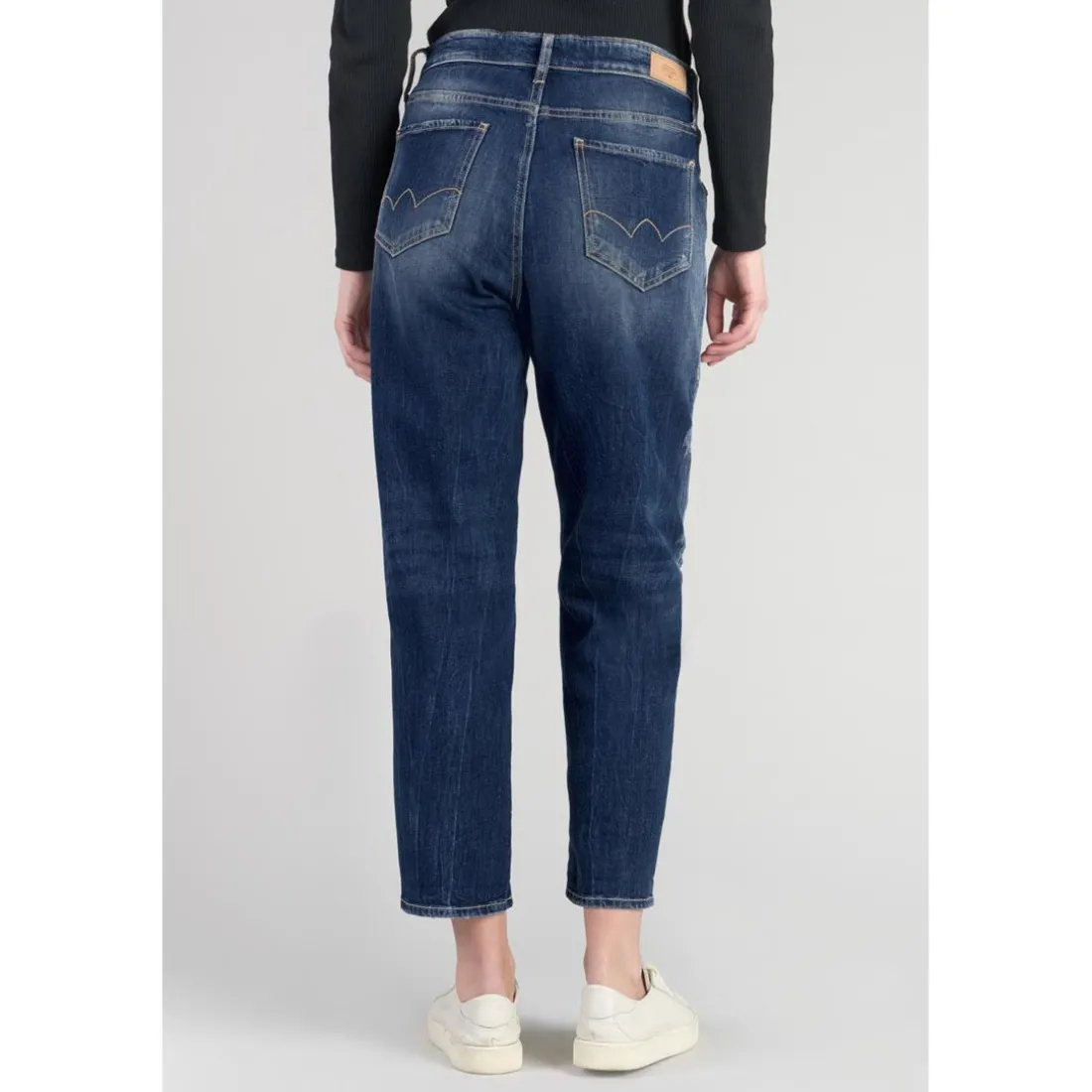 Jeans boyfit cosy, 7/8ème bleu en coton June