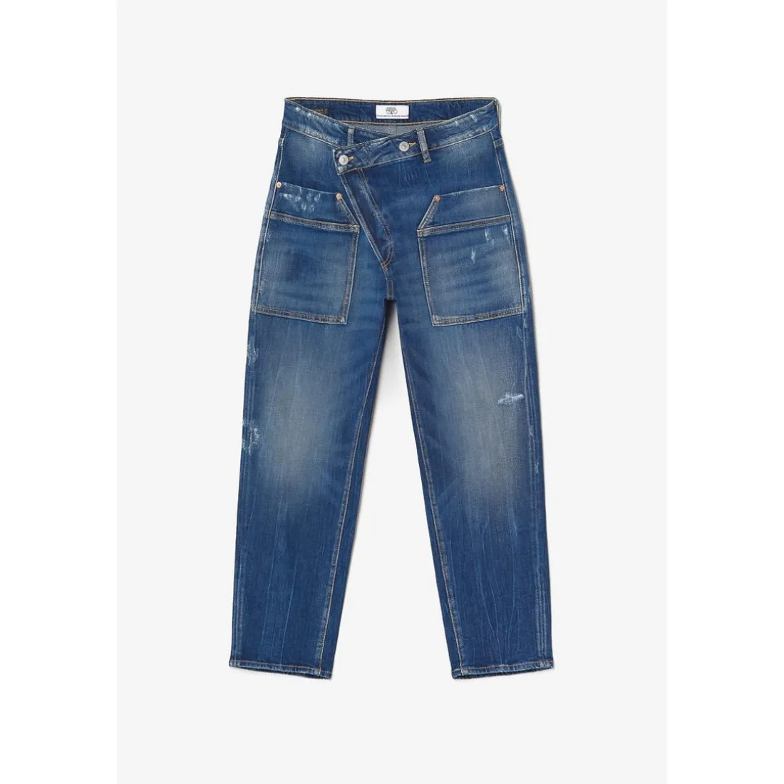Jeans boyfit cosy, 7/8ème bleu en coton June