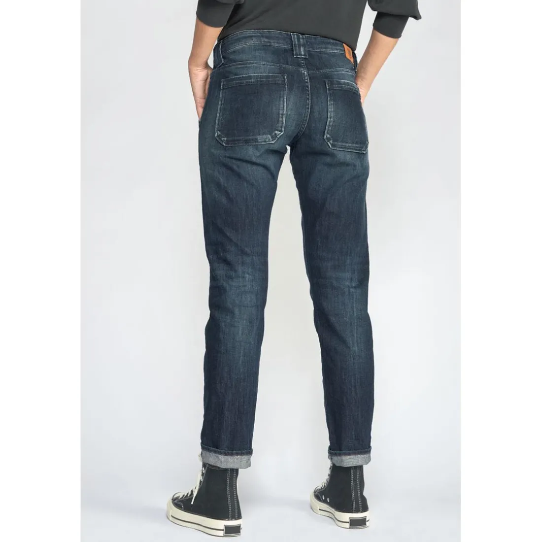 Jeans Cara 200/43 boyfit destroy bleu-noir N°2 en coton