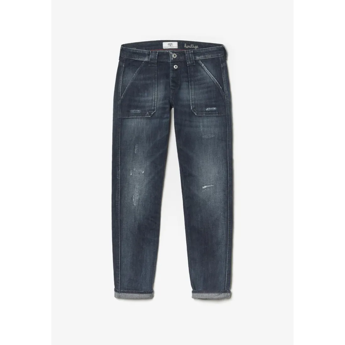 Jeans Cara 200/43 boyfit destroy bleu-noir N°2 en coton
