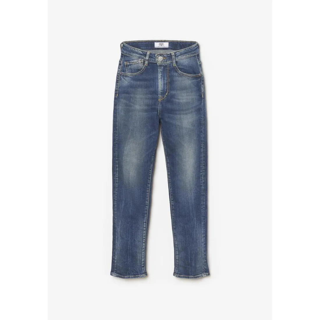 Jeans fille, Basic 400/12 mom taille haute 7/8ème bleu N°2 en coton
