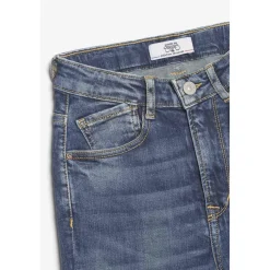 Jeans fille, Basic 400/12 mom taille haute 7/8ème bleu N°2 en coton