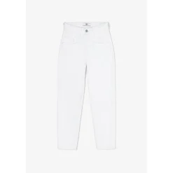 Jeans fille, boyfit LOU THIL, 7/8ème blanc Quin en coton