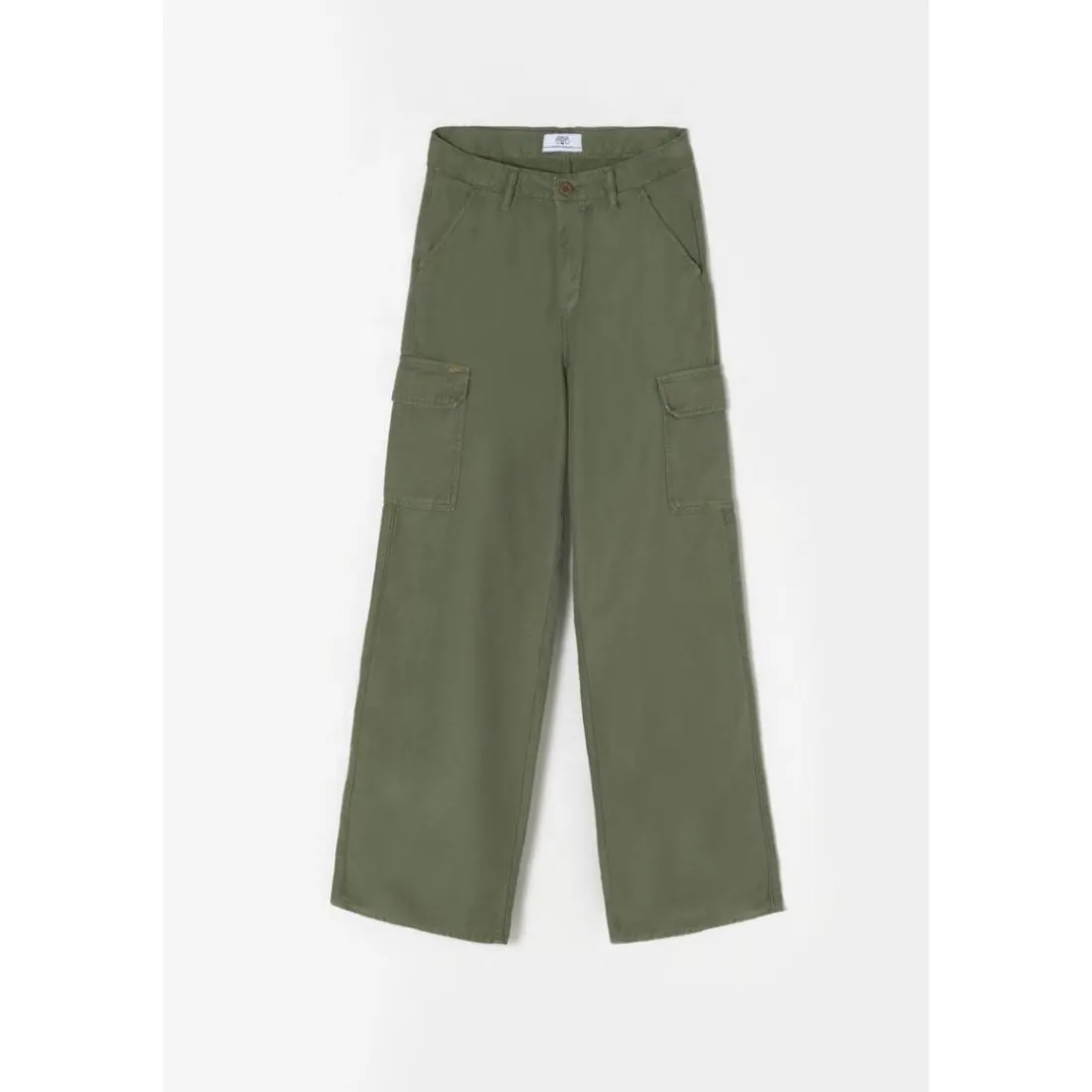 Jeans fille, regular, droit, longueur 34 kaki en coton Vivi