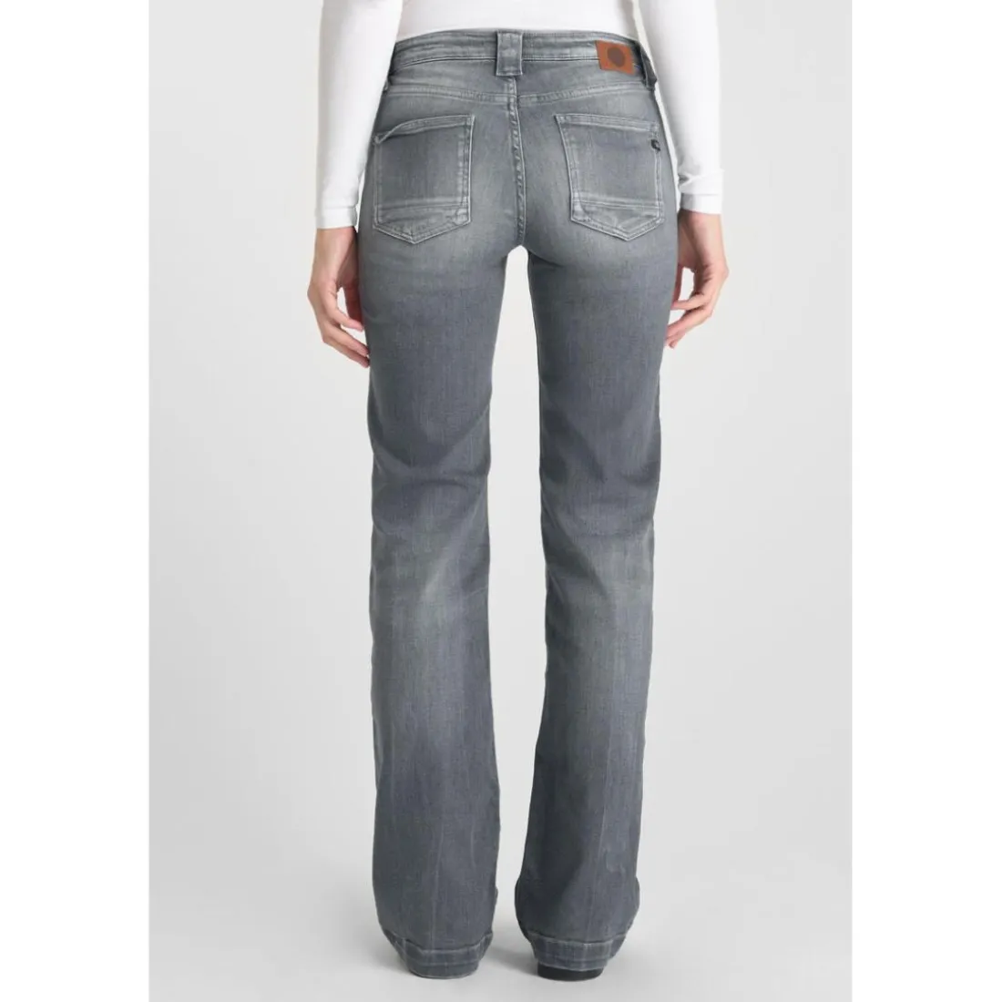 Jeans flare gris N°2 en coton Fleur