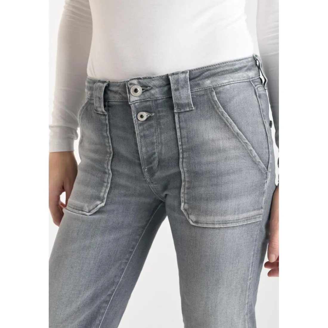 Jeans flare gris N°2 en coton Fleur