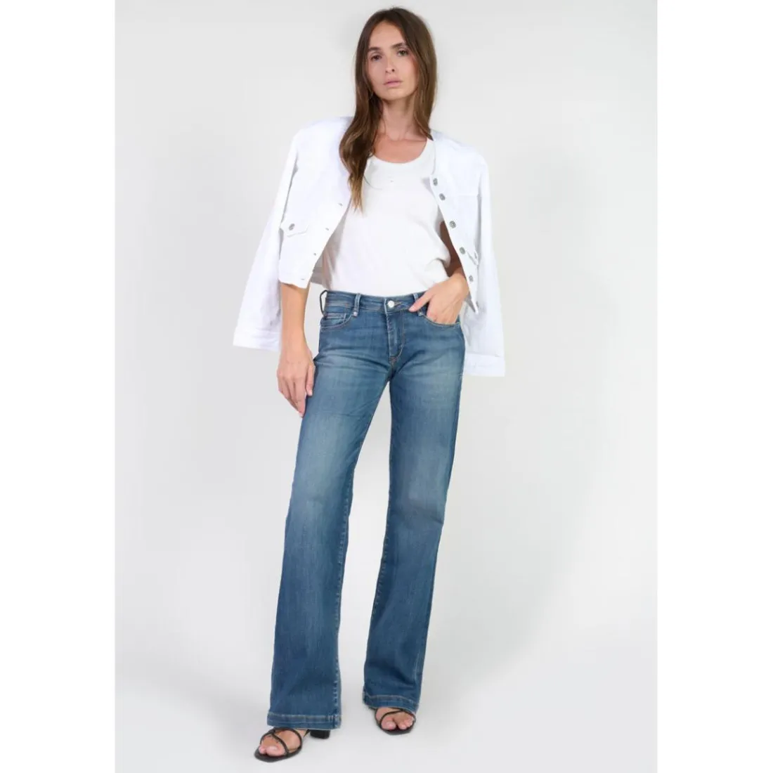 Jeans flare, très évasé , longueur 34 bleu Élise Lana