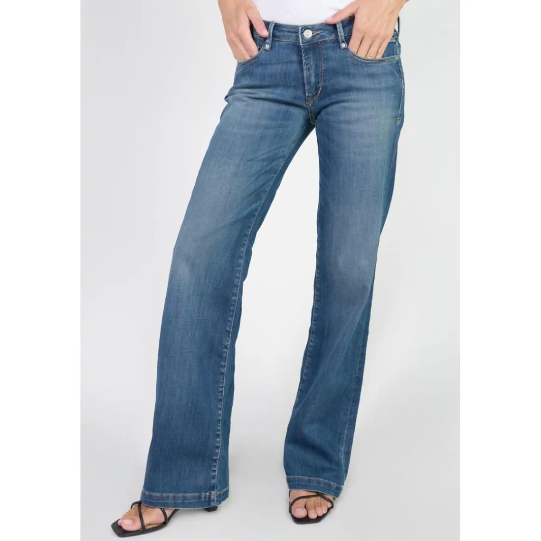 Jeans flare, très évasé , longueur 34 bleu Élise Lana