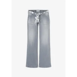 Jeans flare, très évasé , longueur 34 gris Maya en coton