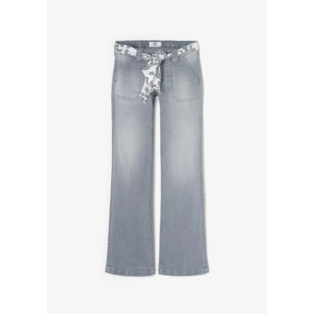 Jeans flare, très évasé , longueur 34 gris Maya en coton