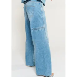 Jeans flare, très évasé , longueur 34 bleu en coton Agnes