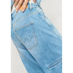 Jeans flare, très évasé , longueur 34 bleu en coton Agnes