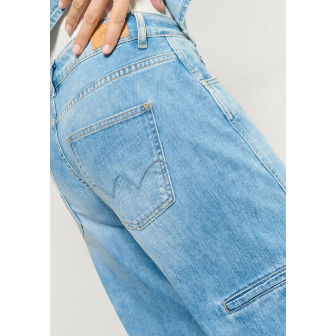 Jeans flare, très évasé , longueur 34 bleu en coton Agnes