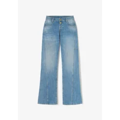 Jeans flare, très évasé , longueur 34 bleu en coton Agnes