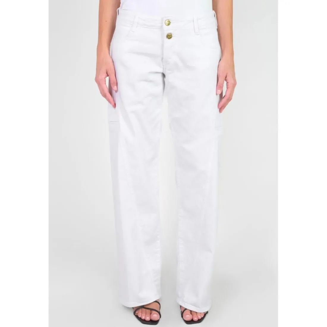 Jeans flare, très évasé , longueur 34 blanc Lara