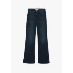 Jeans flare, très évasé, longueur 34 bleu Ella en coton