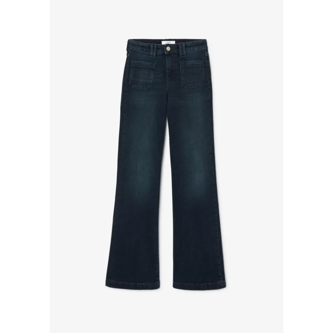 Jeans flare, très évasé, longueur 34 bleu Ella en coton