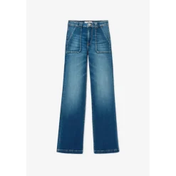 Jeans flare, très évasé, longueur 34 bleu en coton Noémie