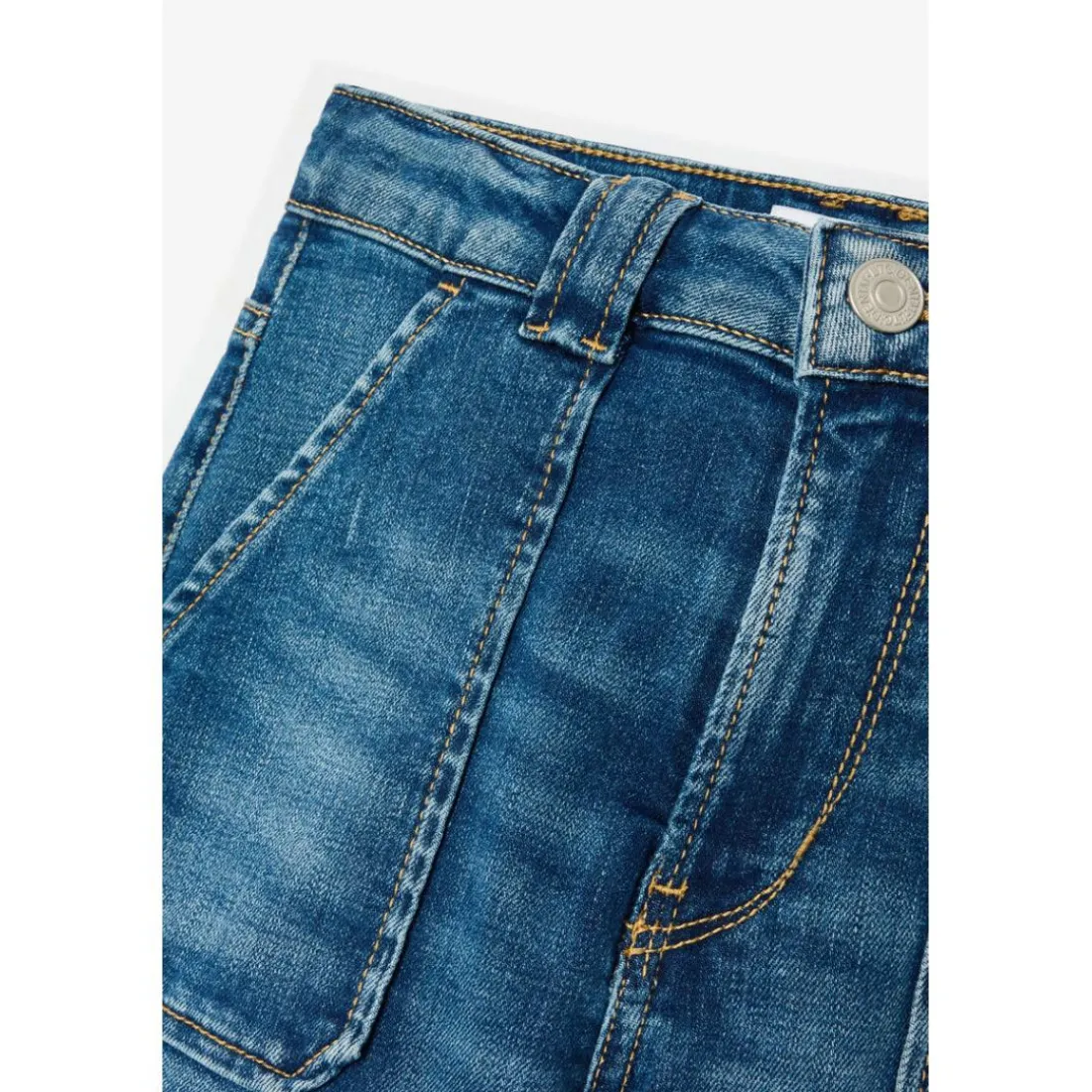 Jeans flare, très évasé, longueur 34 bleu en coton Noémie