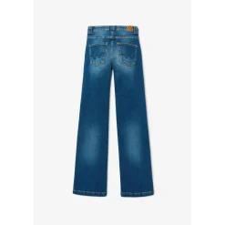 Jeans flare, très évasé, longueur 34 bleu en coton Noémie