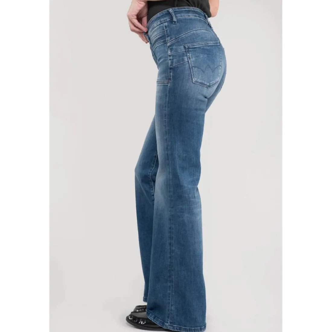 Jeans flare, très évasé PULP high flare, longueur 34 bleu en coton Agnes