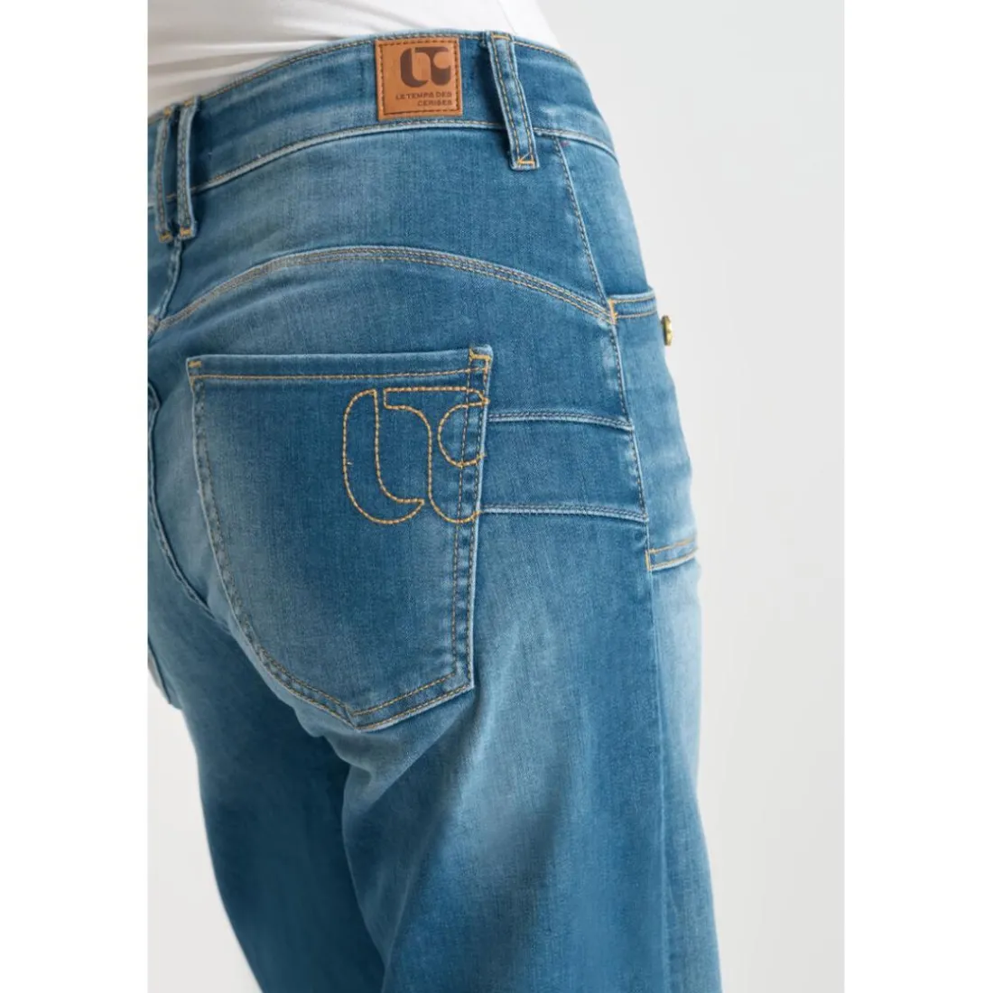 Jeans flare, très évasé pulp wide leg taille haute 7/8ème, longueur 34 bleu Nell
