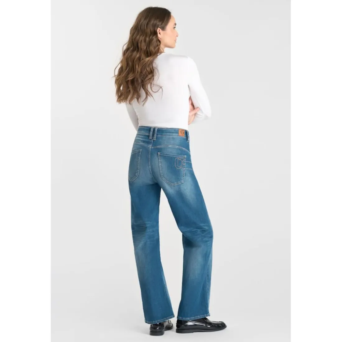 Jeans flare, très évasé pulp wide leg taille haute 7/8ème, longueur 34 bleu Nell