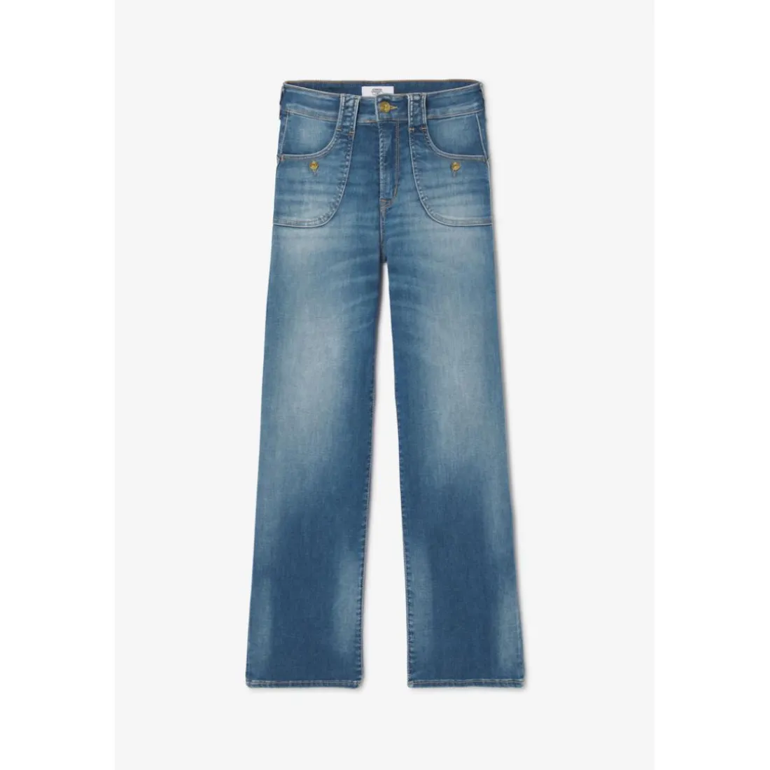 Jeans flare, très évasé pulp wide leg taille haute 7/8ème, longueur 34 bleu Nell