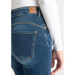 Jeans flare, très évasé PULP high flare, longueur 34 bleu Dot en coton