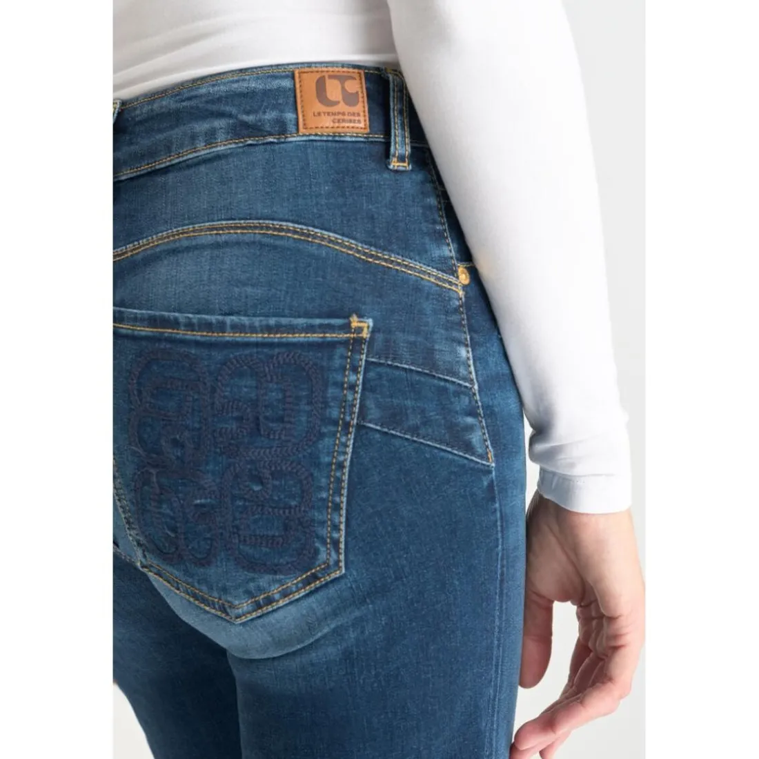 Jeans flare, très évasé PULP high flare, longueur 34 bleu Dot en coton