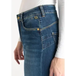 Jeans flare, très évasé PULP high flare, longueur 34 bleu Dot en coton