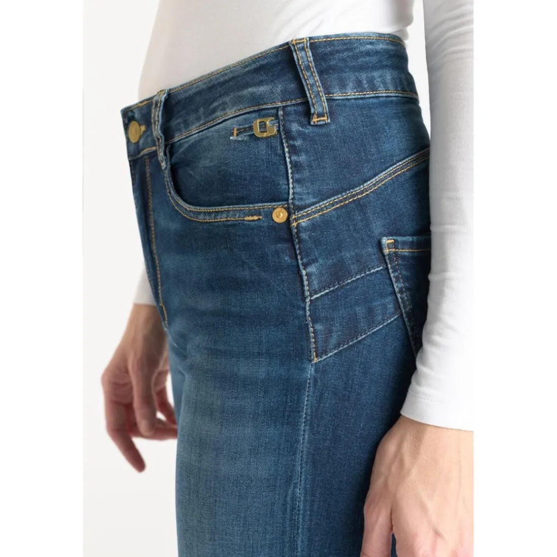 Jeans flare, très évasé PULP high flare, longueur 34 bleu Dot en coton