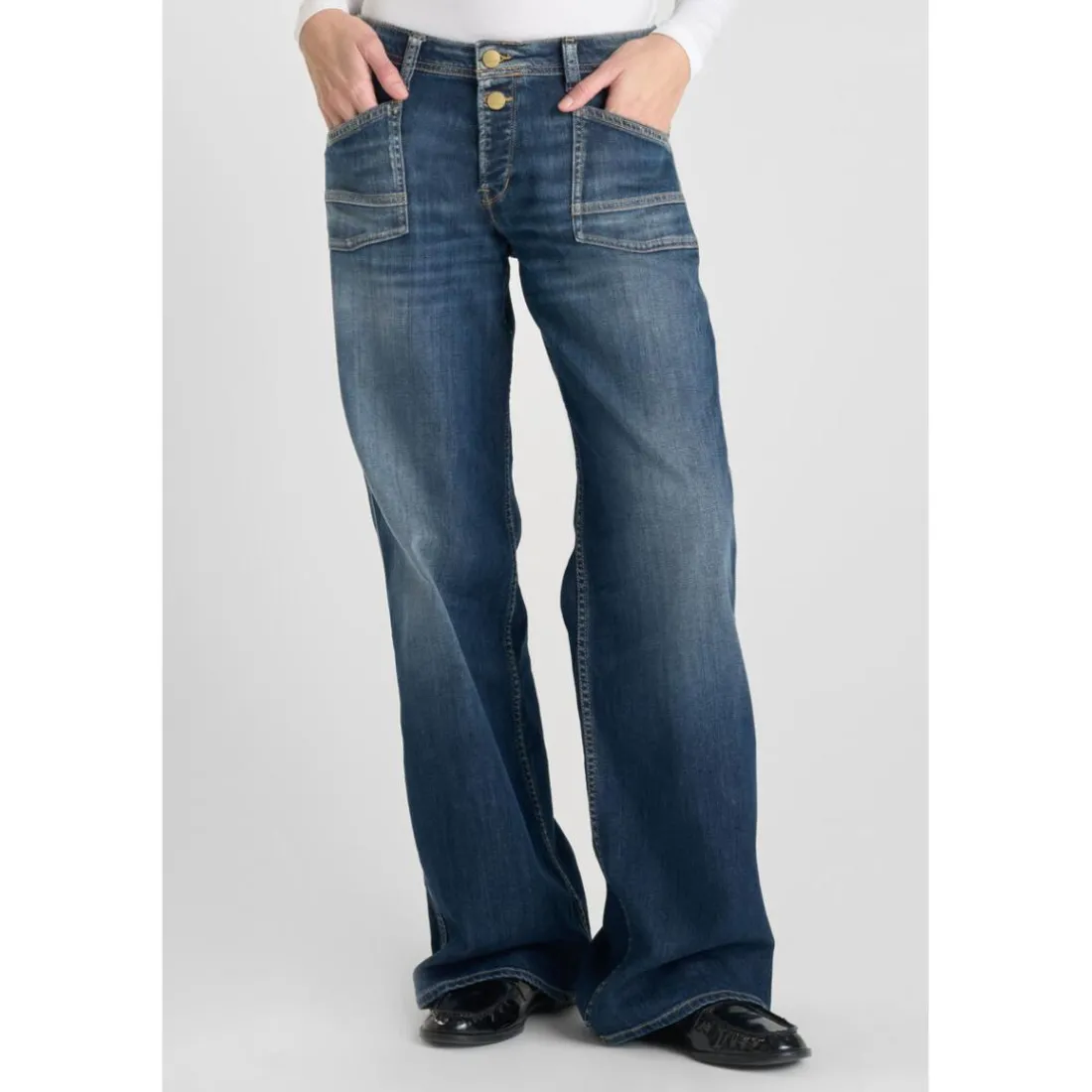 Jeans flare, très évasé wide leg , longueur 34 bleu Fern