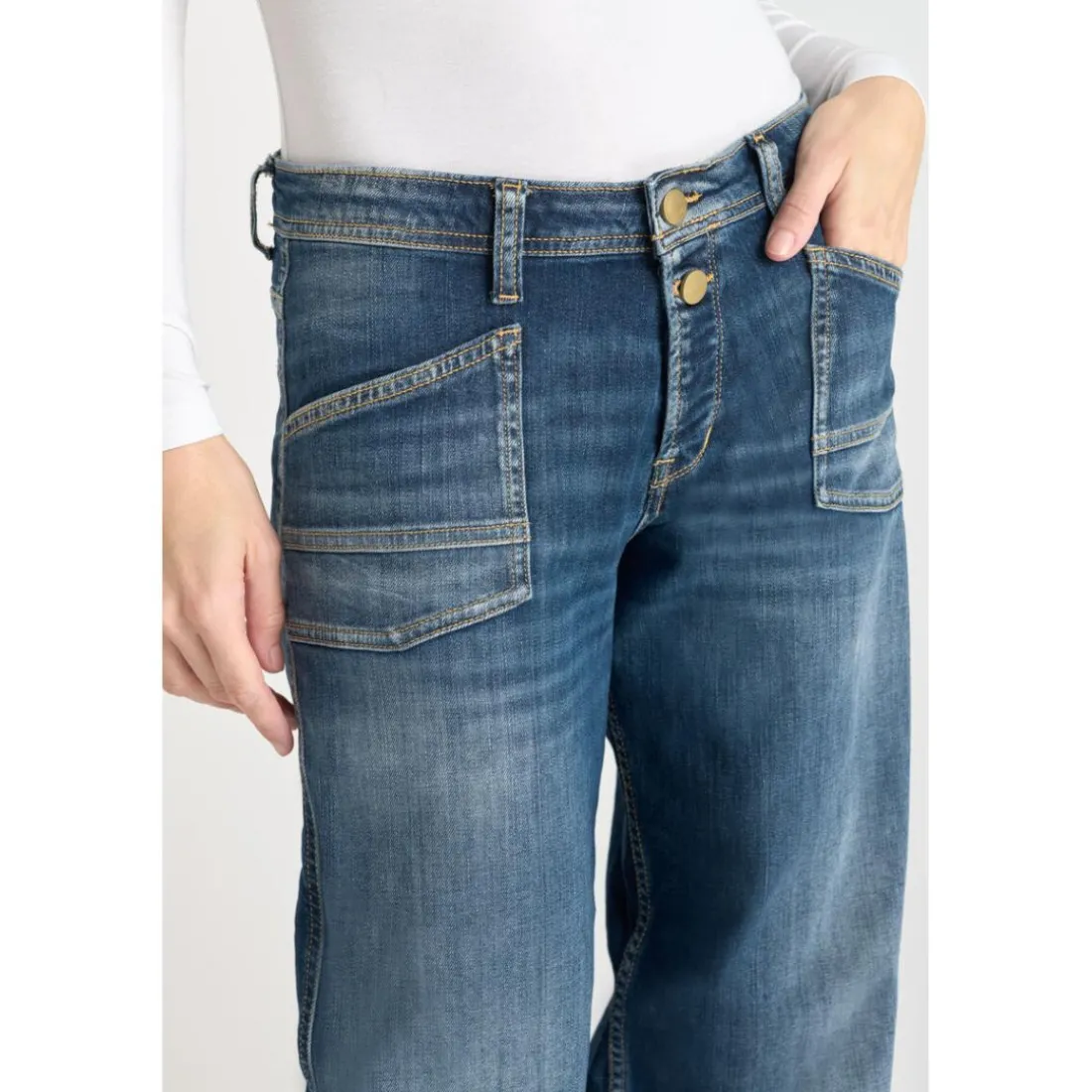 Jeans flare, très évasé wide leg , longueur 34 bleu Fern