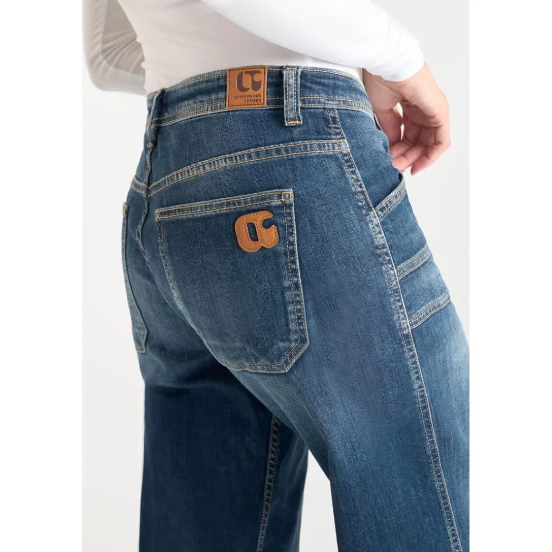 Jeans flare, très évasé wide leg , longueur 34 bleu Fern