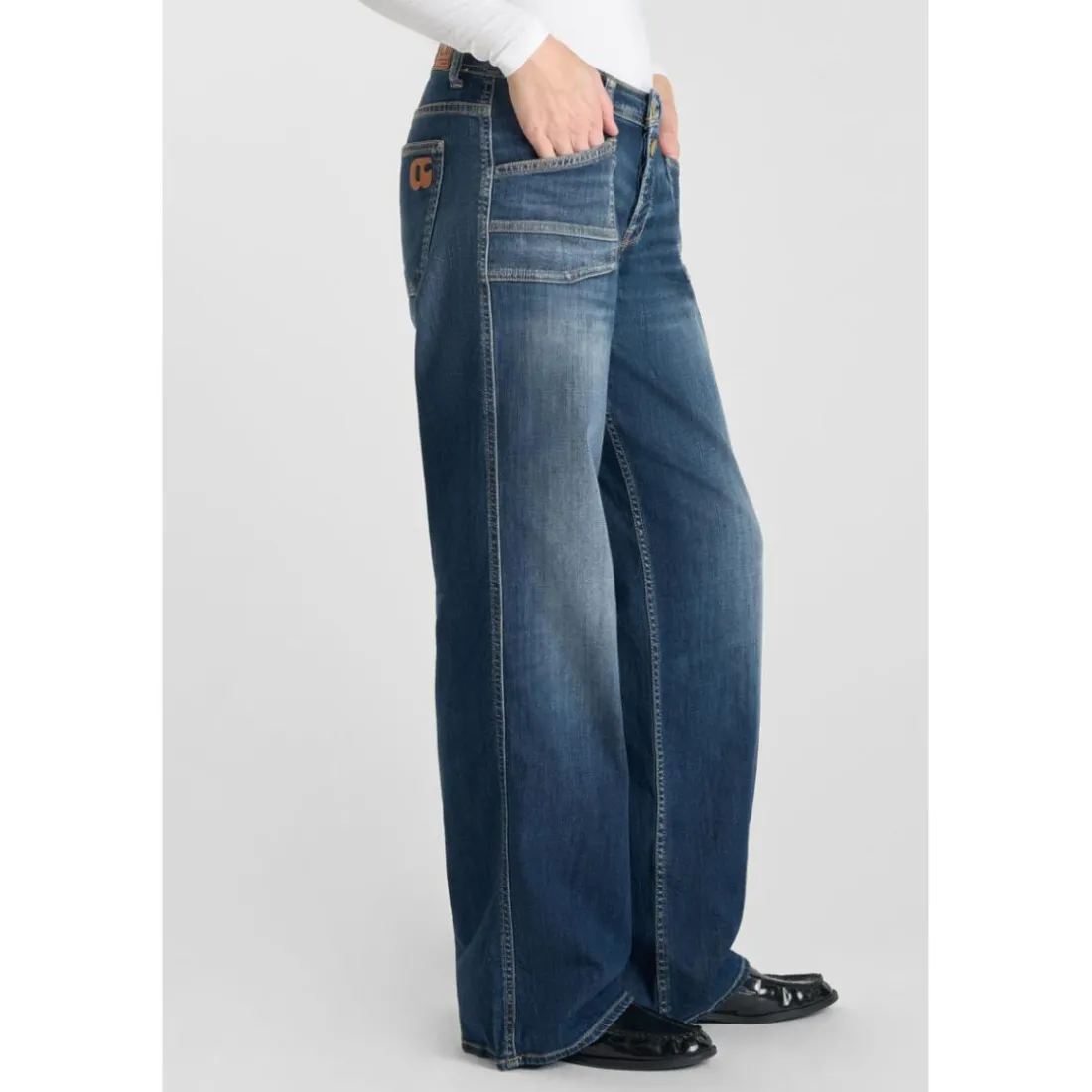 Jeans flare, très évasé wide leg , longueur 34 bleu Fern