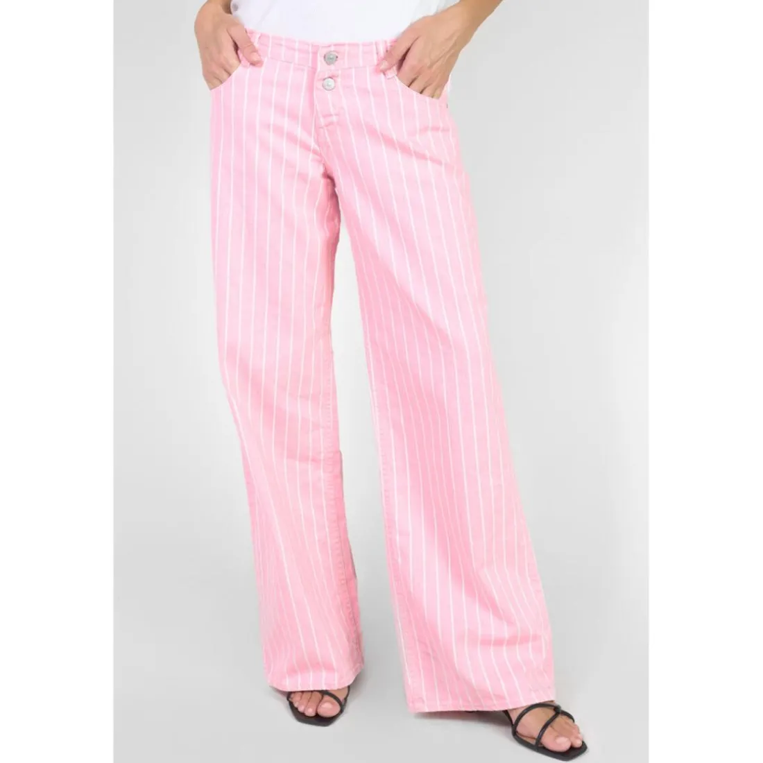 Jeans flare, très évasé wide leg , longueur 34 rose Blair