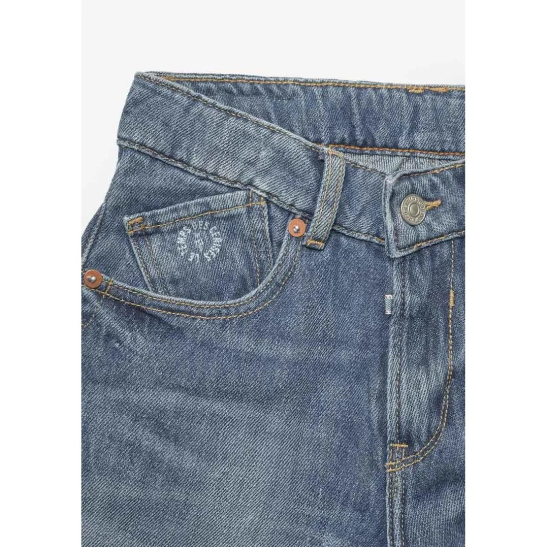 Jeans garçon, loose, large ARNAU, longueur 34 bleu en coton