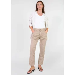 Jeans loose, large 400/60 girlfriend taille haute, 7/8ème beige Tia