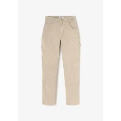 Jeans loose, large 400/60 girlfriend taille haute, 7/8ème beige Tia