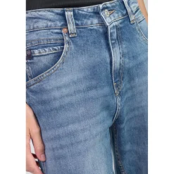 Jeans loose, large 400/60 girlfriend taille haute, longueur 34 bleu Molly