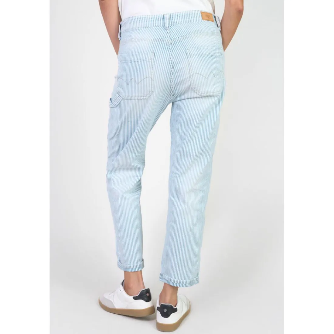 Jeans loose, large 400/60 girlfriend taille haute, 7/8ème bleu Ida