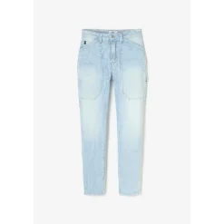 Jeans loose, large 400/60 girlfriend taille haute, 7/8ème bleu Ida
