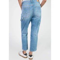 Jeans loose, large 400/60 girlfriend taille haute, 7/8ème bleu Rose