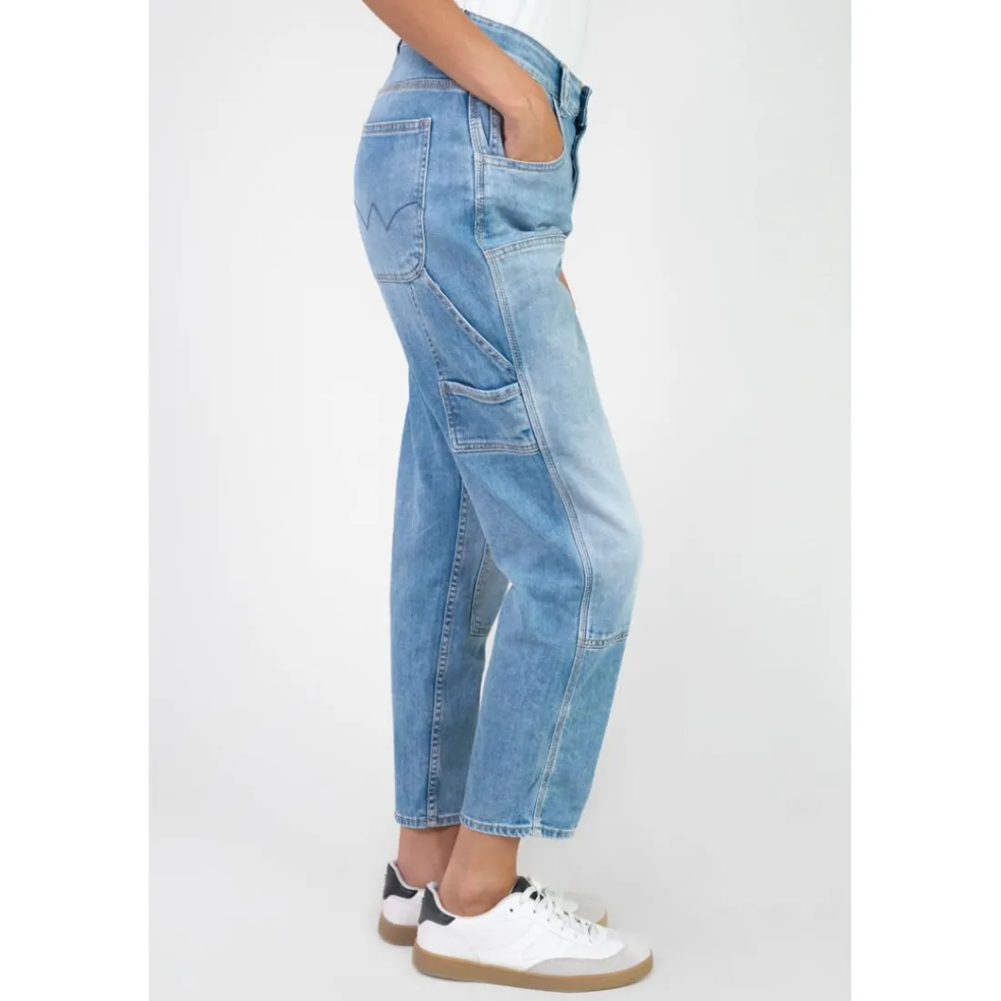 Jeans loose, large 400/60 girlfriend taille haute, 7/8ème bleu Rose